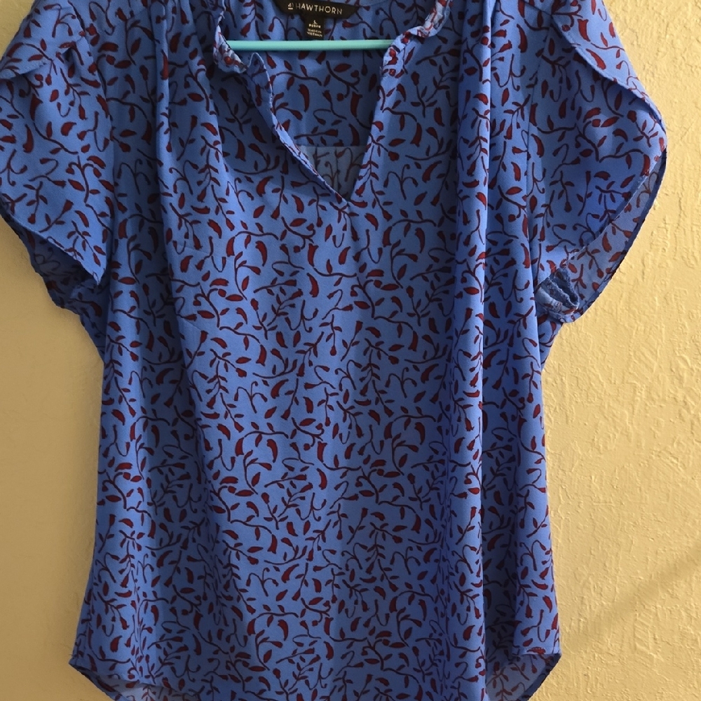 41 Hawthorn Blue and Maroon Blouse